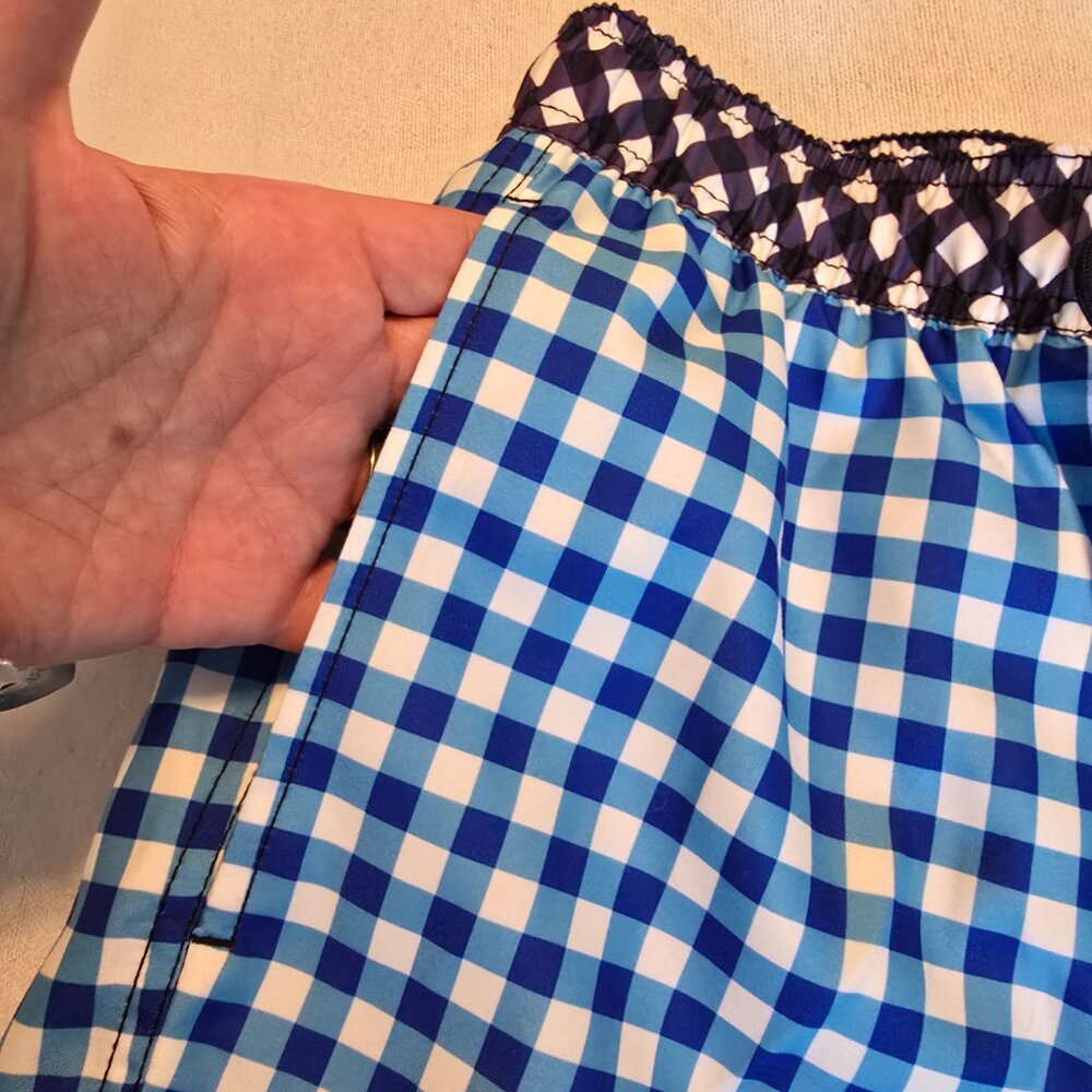 Draper James x Lands' End Gingham Swim Shorts Blue White Size S EUC - Picture 5 of 14